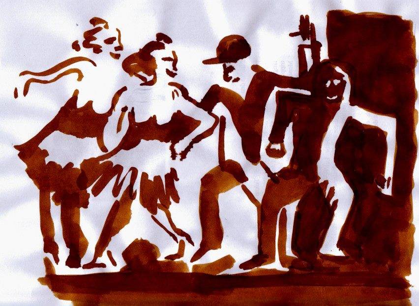 Tanzende Gruppe auf der Strasse von Alex Zwalen